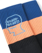 Load image into Gallery viewer, Striped Logo Head Socks - Blue/Orange/Black
