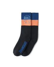 Load image into Gallery viewer, Striped Logo Head Socks - Blue/Orange/Black
