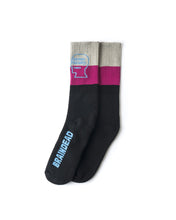 Load image into Gallery viewer, Striped Logo Head Socks - Pink/Natural/Black/Teal
